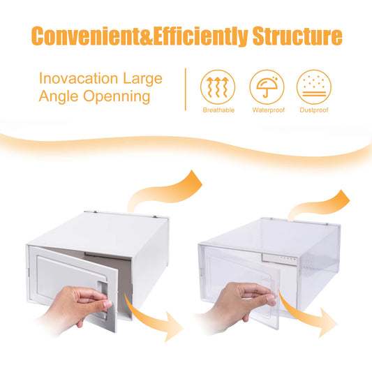 18-Pack Transparent Shoe Storage Boxes – Dust & Moisture Proof