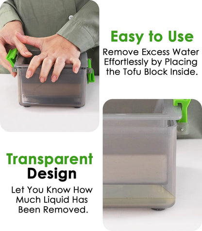 Tofu Press With Drip Tray & Cookbook - BPA-Free, 3X Faster, Dishwasher Safe
