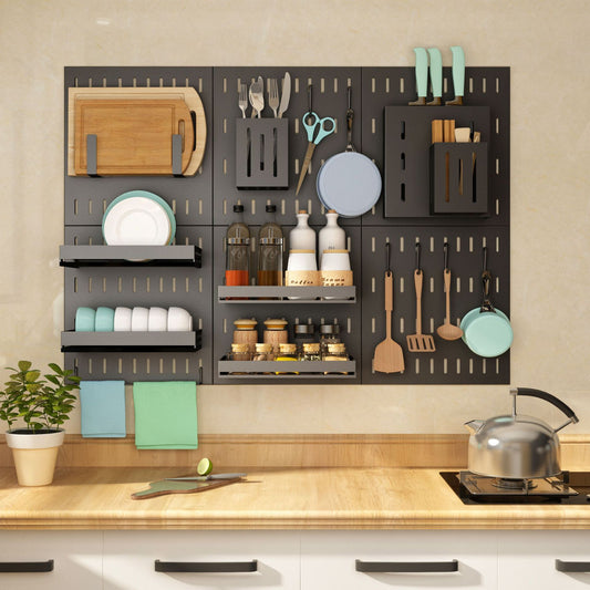 Stainless Steel Wall-Mounted Kitchen Rack – Hole Plate Organizer