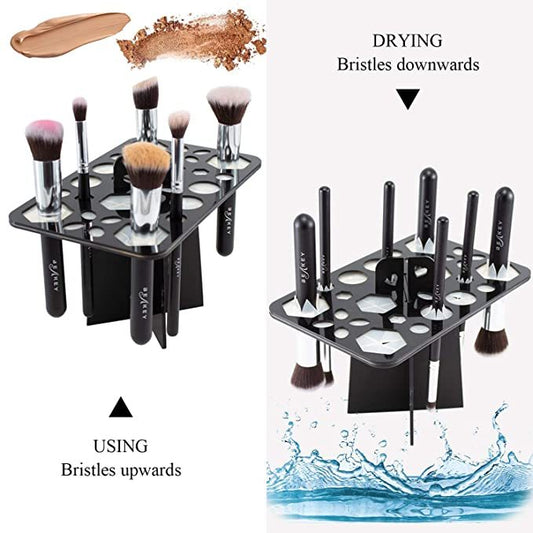 14‑Hole Makeup Brush Drying Rack Stand & Cosmetic Tool Organizer – Durable & Portable