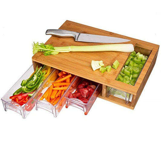 Large Bamboo Drawer Cutting Board – Rectangular Slide-In Chopping Board