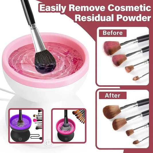 Electric Makeup Brush Cleaner Machine – USB Rechargeable Automatic Cleaning Tool for All Makeup Brushes