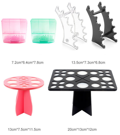 14‑Hole Makeup Brush Drying Rack Stand & Cosmetic Tool Organizer – Durable & Portable