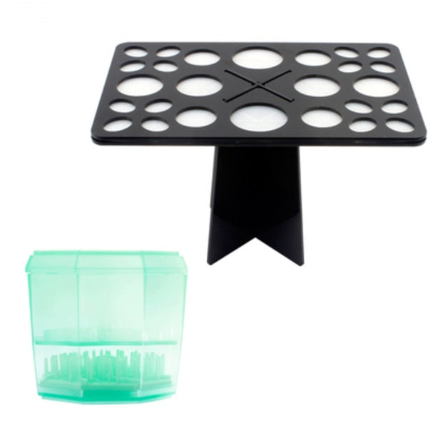 14‑Hole Makeup Brush Drying Rack Stand & Cosmetic Tool Organizer – Durable & Portable