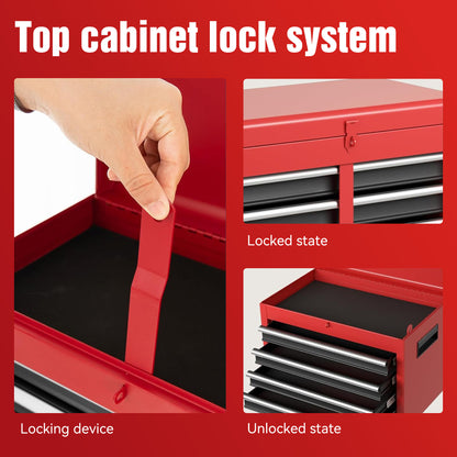 Premium 5-Drawer Rolling Tool Chest with Detachable Toolbox & Lockable Wheels – Heavy-Duty Steel Garage Storage