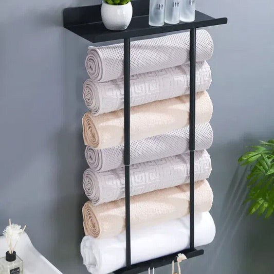Black &amp; Grey Wall-Mounted Bathroom Storage Rack | Premium Finish