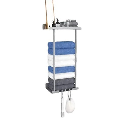 Black &amp; Grey Wall-Mounted Bathroom Storage Rack | Premium Finish